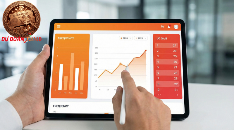 Biểu đồ tần suất lô tô hiển thị các cặp số về nhiều và ít nhất.