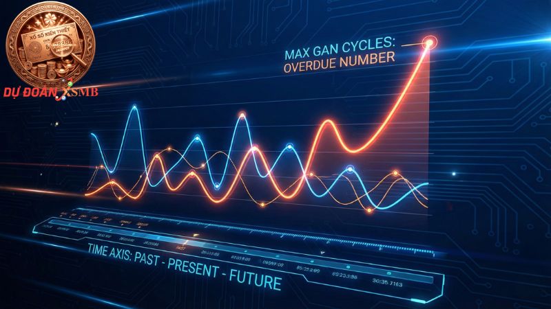 Biểu đồ thể hiện chu kỳ gan cực đại của các cặp số miền Bắc.