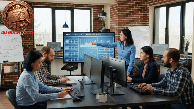 Đội ngũ dudoanxsmb.online đang phân tích dữ liệu xổ số trên máy tính.